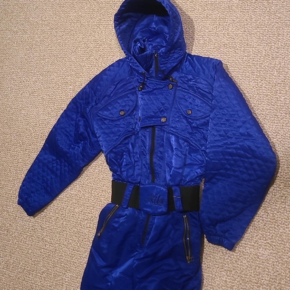 Vintage NILS Timberline One Piece Electric Blue Ski Suit 10
